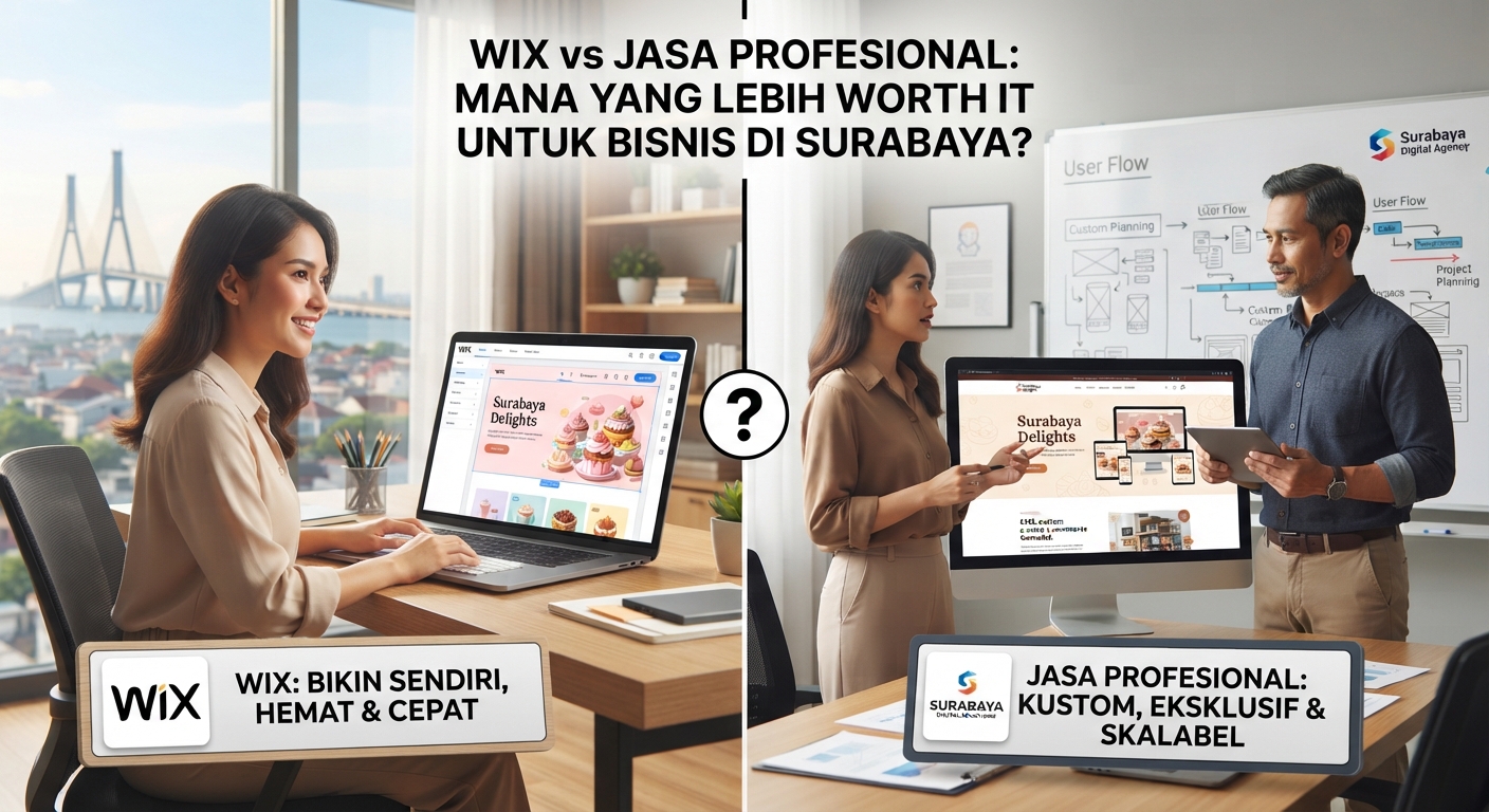 Bikin Website Sendiri Pakai Wix vs Pakai Jasa Profesional, Mana yang Lebih Worth It untuk Bisnis di Surabaya?