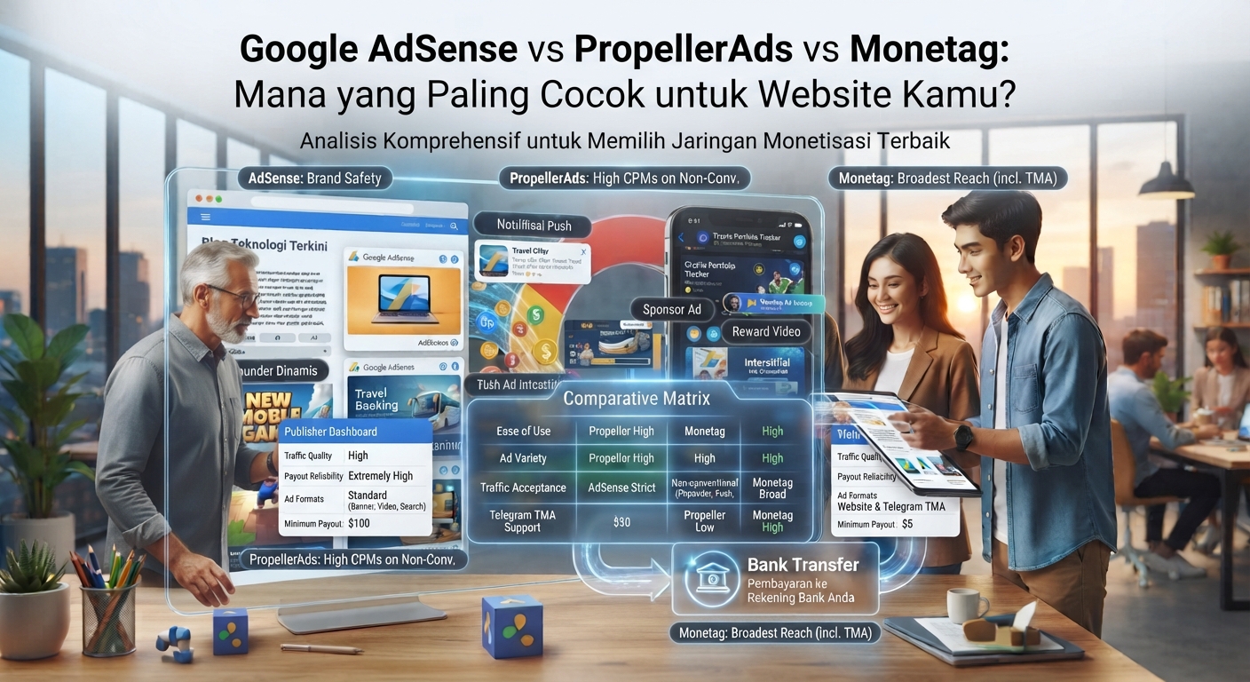 Google AdSense vs PropellerAds vs Monetag: Mana yang Paling Cocok untuk Website Kamu?